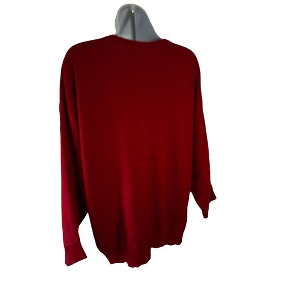 Rafaella Red Studded Cardigan Sweater XL Glam Retro Holiday Preppy - Picture 2 of 7